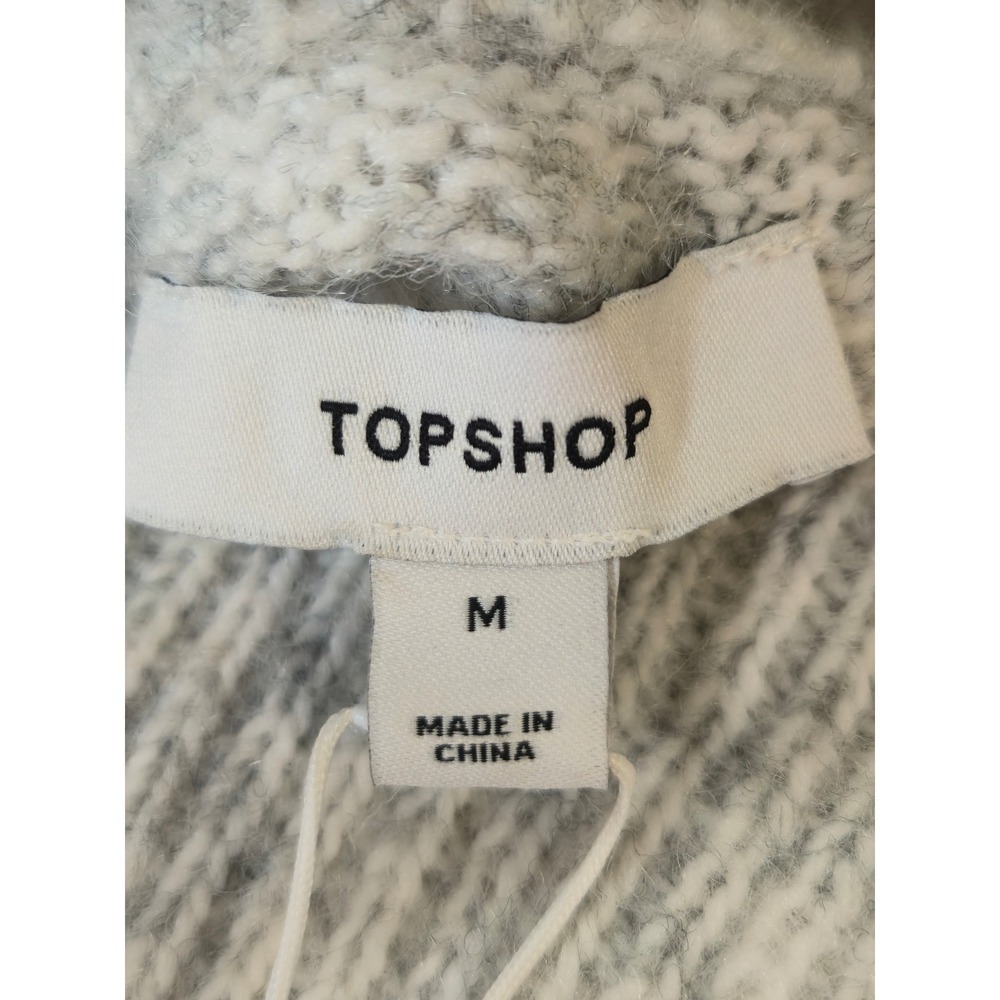 Topshop Womens M Gray Knit Split Funnel Neck Sweater Oversized Boxy NWT - Picture 12 of 15